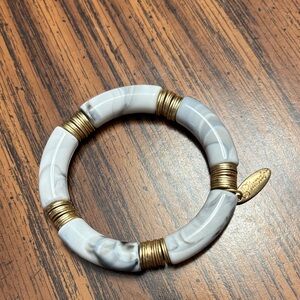 Plunder Design Gray & White Marble & with Gold Spacers Bracelet